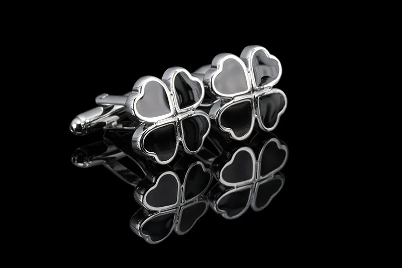 Cufflinks High Quality New Custom Super lucky four leaf clover cufflinks for men shirt accessory party gift