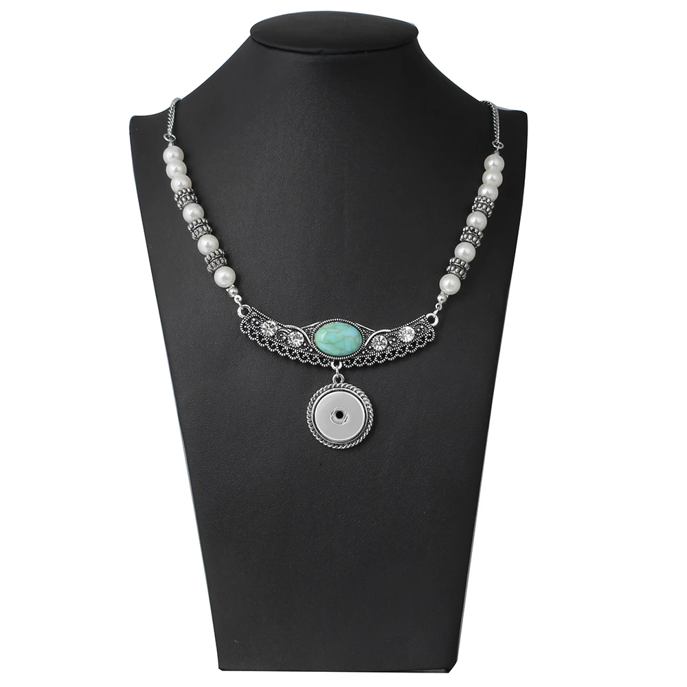 

Fashion Choker Necklace Snap Jewelry for Women 18mm Snap Buttons Beads Pendant Statement Necklace for Women Jewelry