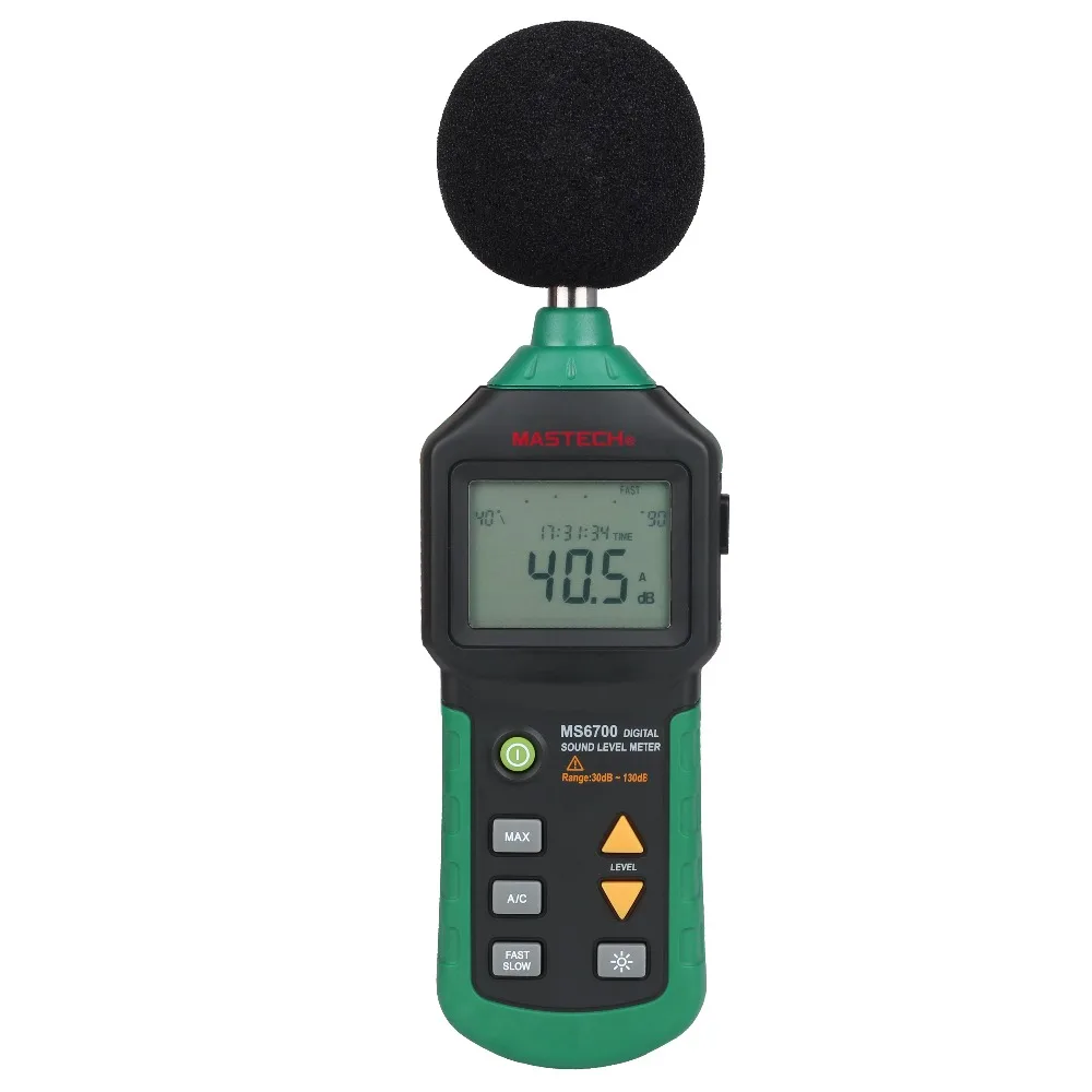 

MASTECH MS6700 Auto Range Professional Digital Sound Level Meter Decibel Monitoring Tester With Clock and Calendar Function