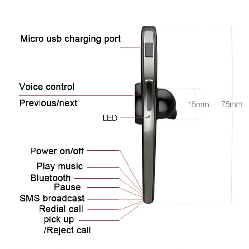 DAONO Bluetooth наушники, bluetooth-гарнитура, беспроводные наушники, гарнитура с микрофоном, наушники для вождения, шумоподавление