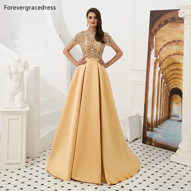 Forevergracedress Yellow Short Sleeves Prom Dresses 2019 Handmade