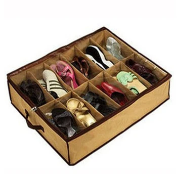 

12 Grid Non-Woven Fabric Transparent Shoebox Dustproof Moisture Resistant Clothing Organizer