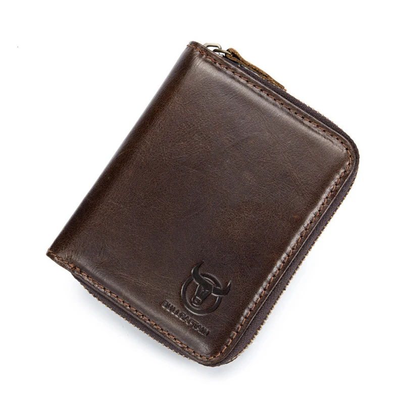 New Genuine Leather Men's Wallet Short Small Zipper Wallets Leisure