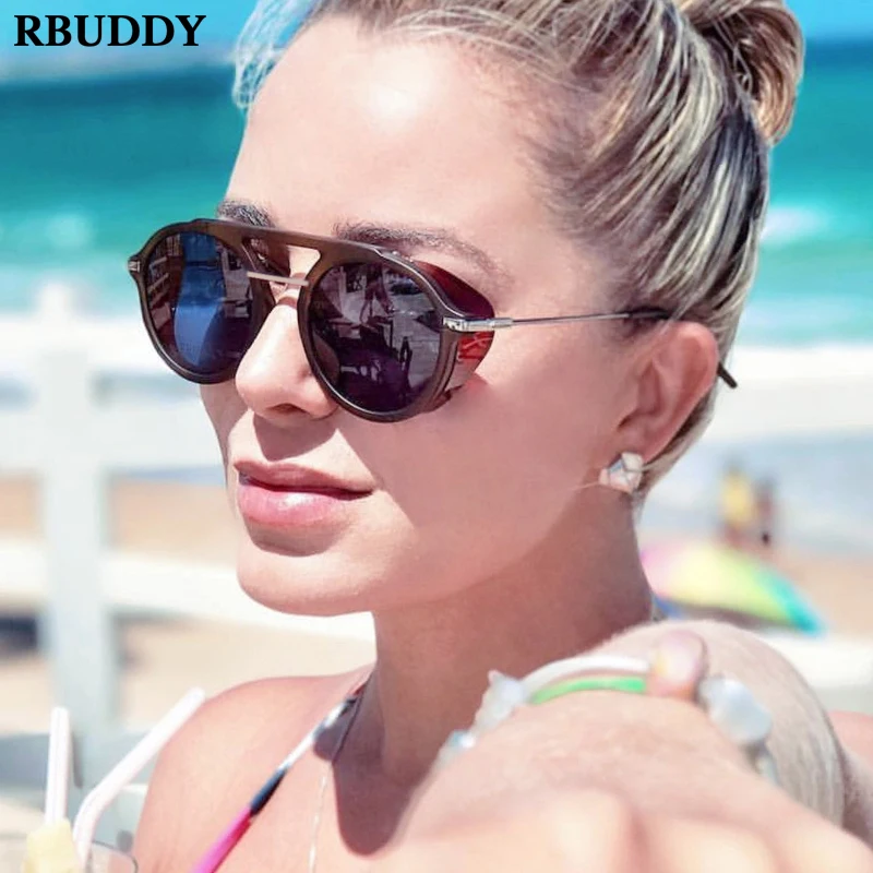 

RBUDDY Steampunk Sunglasses Women Men Retro Goggles Round Flip Up Glasses steam punk Vintage Fashion Eyewear Oculos de solokular