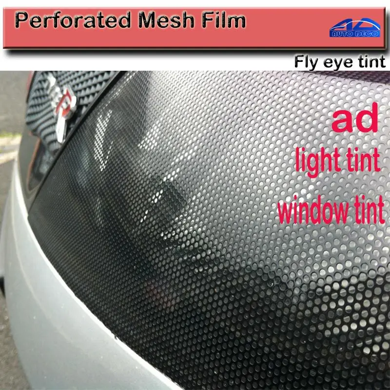 US $176.90 Top Quality Perforated Mesh Film Black Fly Eye Tint Tail Light Tint Car Window Tint size107x50m FedEx Free shipping