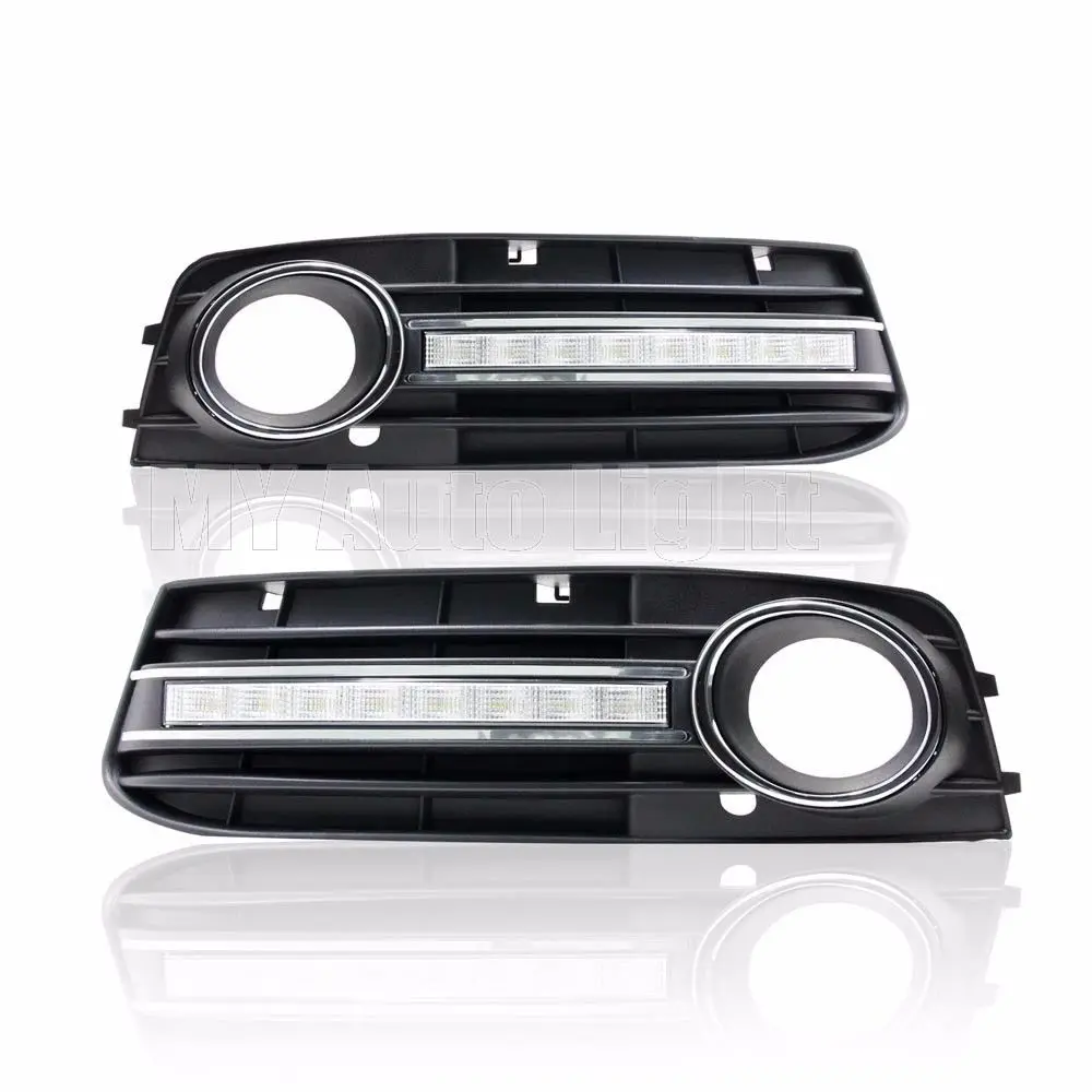 LED Daytime Running Lights For Audi A4 B8 2009 2015 DRL Black Fog Light