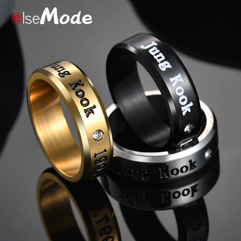 

ELSEMODE Titanium Steel 8 Style 3 color Bangtan Boys Album Ring Rap Monster Jimin Jin Suga V J-Hope Jung Kook Jewelry Rings