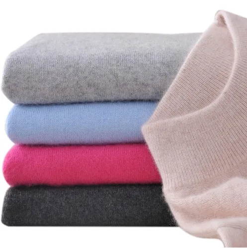 Fashion Cashmere Blended Knitted Sweater Women Tops Autumn Winter Turtleneck Pullovers Female Long Sleeve Solid Color S01 | Женская