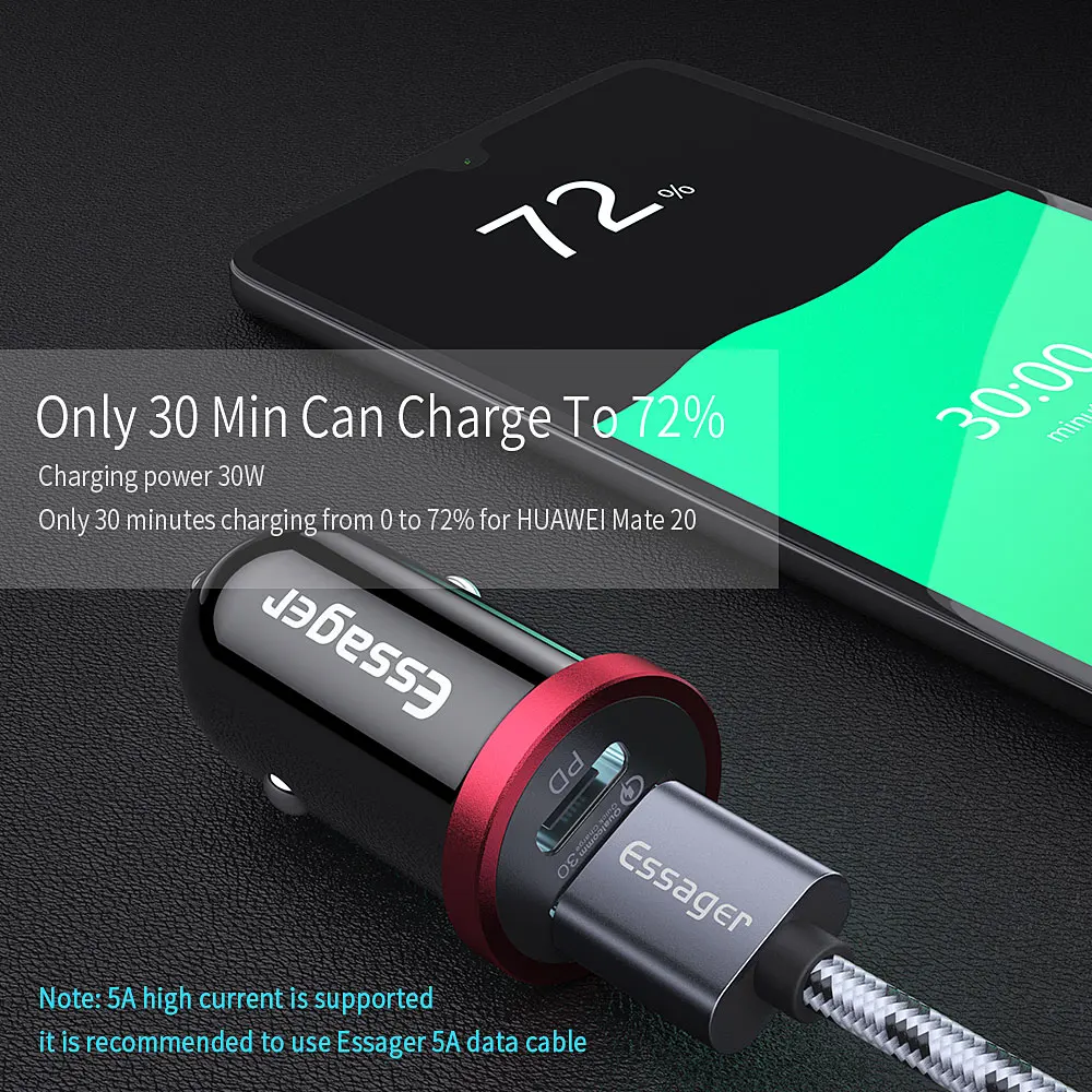 Автомобильное зарядное устройство Essager для Samsung iPhone Xiaomi Huawei QC 4 0 3 PD мобильный