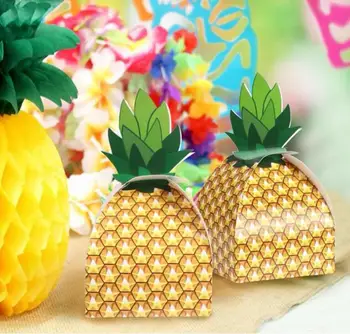 

Pineapple Boxes Favor Treat Candy Boxes Birthday Sweets Cake Gift Bag Personality Hawaiian Wedding Party Beach Table Decor event