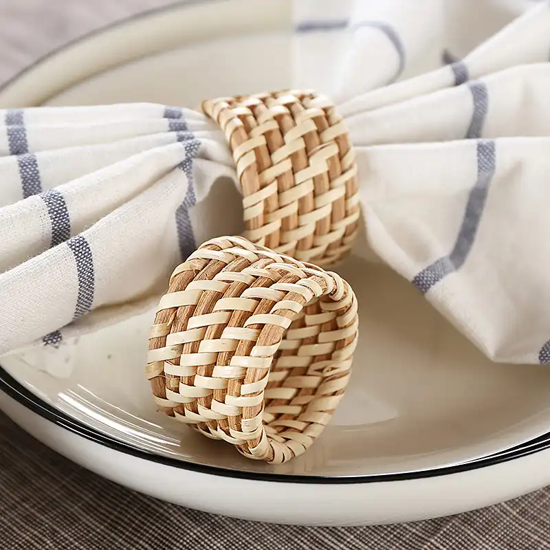 6 ピース セット固体高級ホテルレストランナプキン折りたたみ花布口 と手作り籐ナプキンリング Napkin Rings Ring Napkin Ringhandmade Napkin Rings Aliexpress