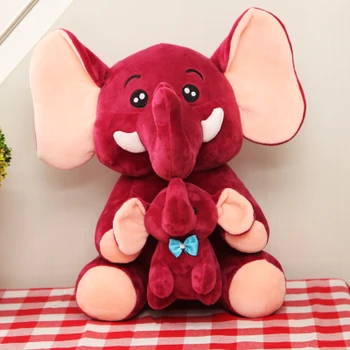 

large 40cm wine red cartoon elephant mother&child plush toy soft doll throw pillow birthday gift b0947