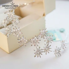 HIMSTORY Роскошные Принцесса Звезда CZ диадемы для волос Корона Свадебный серебряный ободок для волос AAA циркон кубические свадебные аксессуары для волос