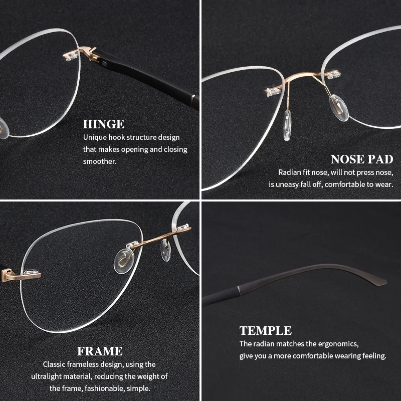 Ретро очки без оправы, оправа для очков, фирменный дизайн, Ретро стиль, близорукость, компьютер, прозрачные оптические оправы для очков по рецепту для мужчин#88047