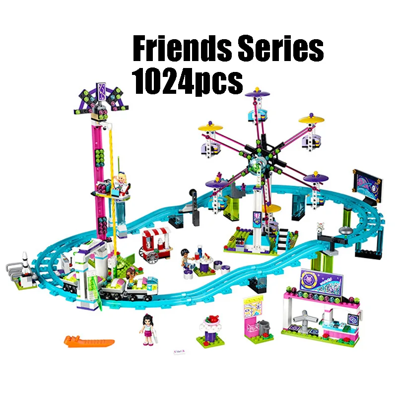 

01008 1024pcs Compatible with Lego blocks Friends 41130 Amusement Park Roller Coaster figure Model building toys hobbie children