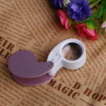 

40X 25mm Glass Magnifying Magnifier Len Jeweler Eye Jewelry Loupe With LED Light