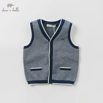 

DB10458 dave bella spring baby boys 100% cotton vest children high quality sleeveless coat kids Waistcoat 1 pc