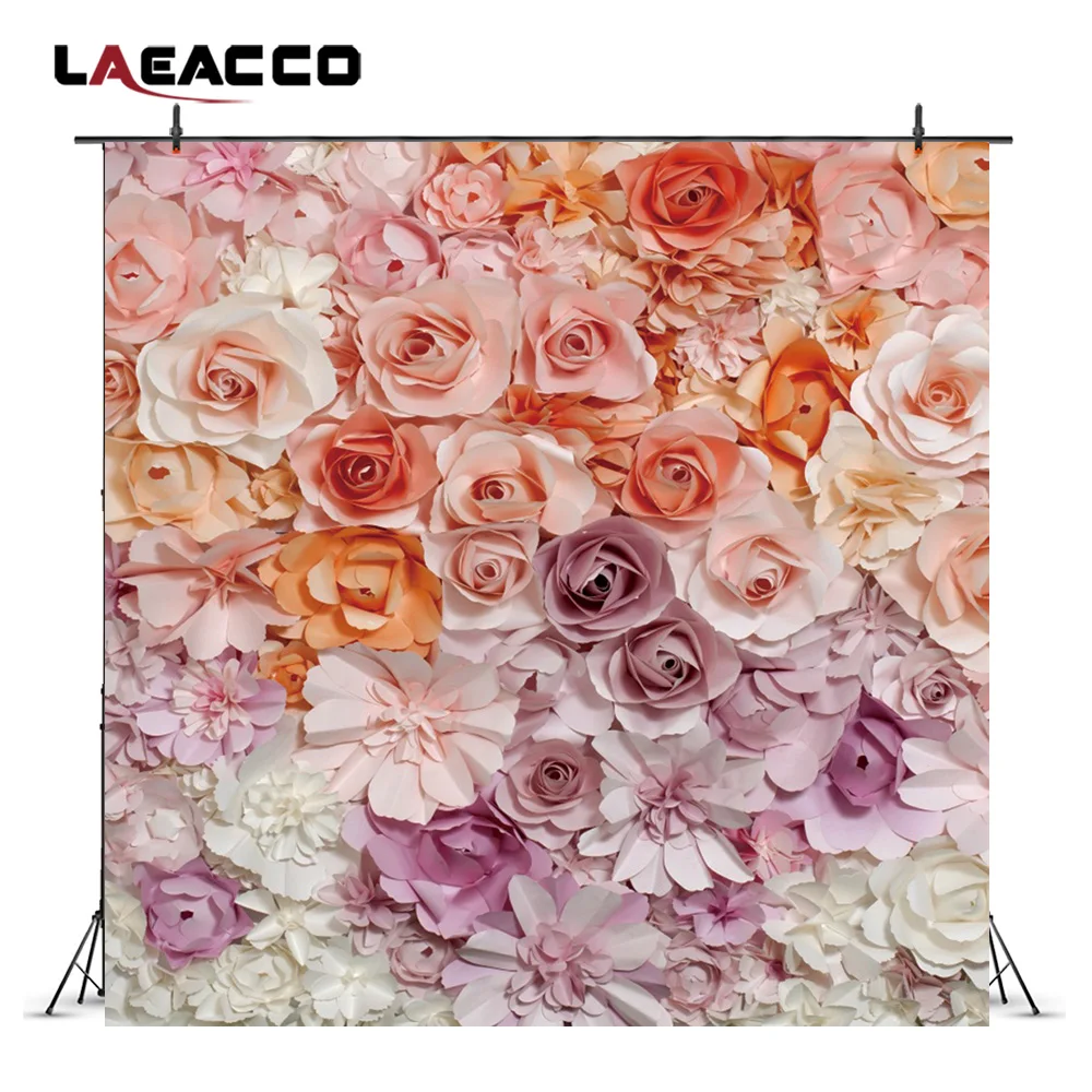 

Laeacco Gradient Blooming Paper Flowers Wall Scene Photography Backgrounds Vinyl Custom Camera Backdrops Props For Photo Studio