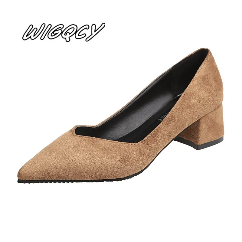 Г. новые женские модные слипоны на нескользящей резиновой подошве, удобные туфли с острым носком на высоком каблуке, офисные рабочие - Цвет: brown