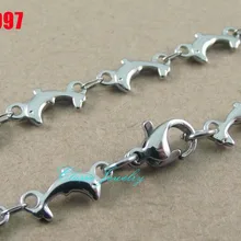 1"-38" Длина в форме дельфинов ожерелье из нержавеющей стали милые животные модные цепи женские вечерние украшения 20 шт ZX097