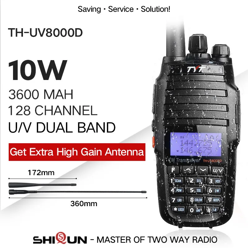 TYT TH-UV8000D портативная рация 10 км двухдиапазонный VHF UHF 10 Вт Радио Comunicador 10 км 3600 мАч функция перекрестного ретранслятора радиоприемник TYT - Цвет: One Set Of Radio