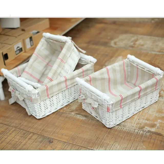 Novedad hermosa Cestas De Mimbre con Asas De Madera Organizador Del