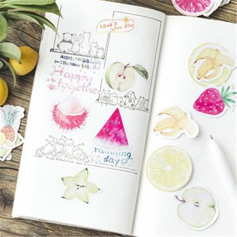 45pcs/Pack Cartoon Cute Fruit Sticker Children Toys for DIY on Book Laptop Mobile Phone Bicycle Skateboard Kids Anime Stickers