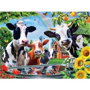 

5D Diamond Embroidery DIY "Animal cow" Full Square ,Diamond painting Cross Stitch Rhinestones Needlework landscape Home Decor