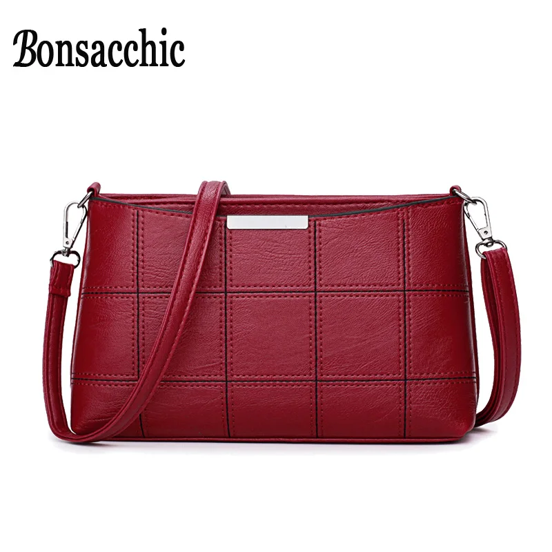 Bonsacchic صغيرة بو الجلود حقائب النساء حقيبة كتف الإناث Crossbody حقائب للنساء 2018 مخلب محفظة بولسا الأنثوية الأحمر يد