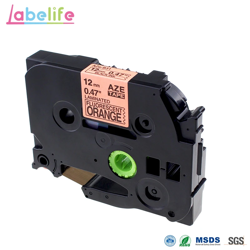 Labelife TZe-B31 флуоресцентный оранжевый 12 мм TZe стандартная клейкая маркировка ленты(Ламинированные) для Brother P-Touch PT-D200