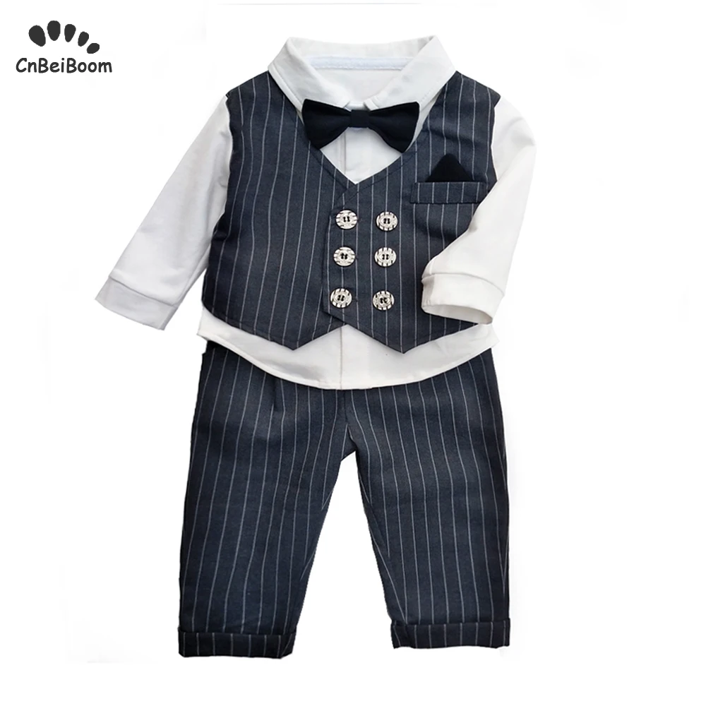 

Infant clothes boys kids Suits Long Sleeve cotton Vest Shirt +Striped Pants Kids Clothing Set Baby chidren Boy birthday Outfits