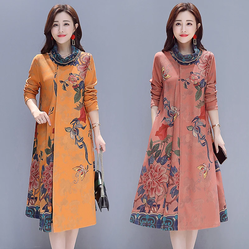 Fashion 2018 New Autumn Winter Women Dresses Casual Plus Size Casual