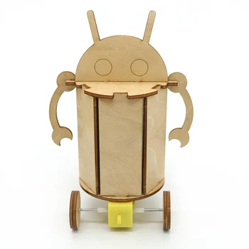 

Diy hand-assembled toy wooden barrel robot science model experiment children gift