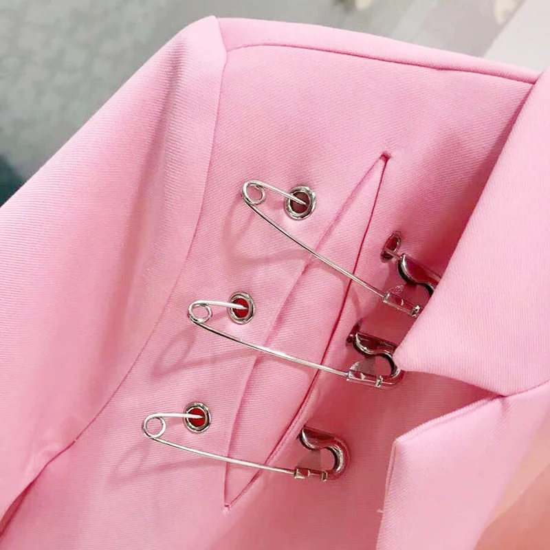 2019 New Spring Autumn Ladies Long Blazers Casual Crystal Button Long Sleeve Blazer Femme Elegant Pink Tassel Runway Blazer 2019 New Spring Autumn Ladies Long Blazers Casual Crystal Button Long Sleeve Blazer Femme Elegant Pink Tassel Runway Blazer
