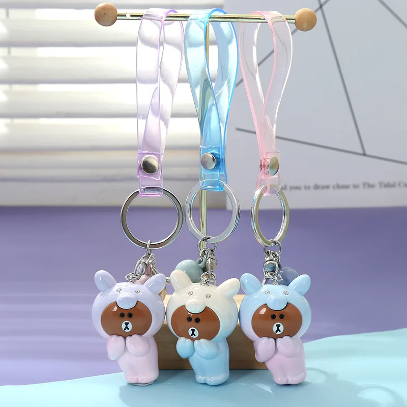 

2019 Fashion New Brand rubber Gloomy Bear Keychain Keyring For Women Bag Car Key Chain Trinket Jewelry Gift Souvenirs Llavero
