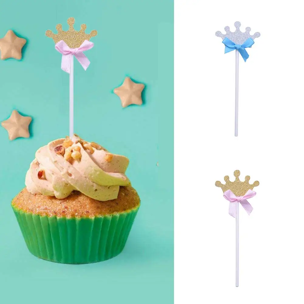12 шт. выпечки бумага украшение для капкейков Bling Вставить карты Royal Crown и галстук бабочка десерт аксессуары для свадебной церемонии