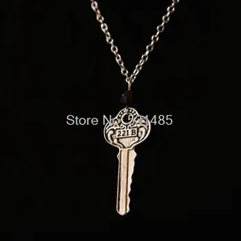 

12pcs/lot 221 B Baker St. Sherlock Holmes key necklace