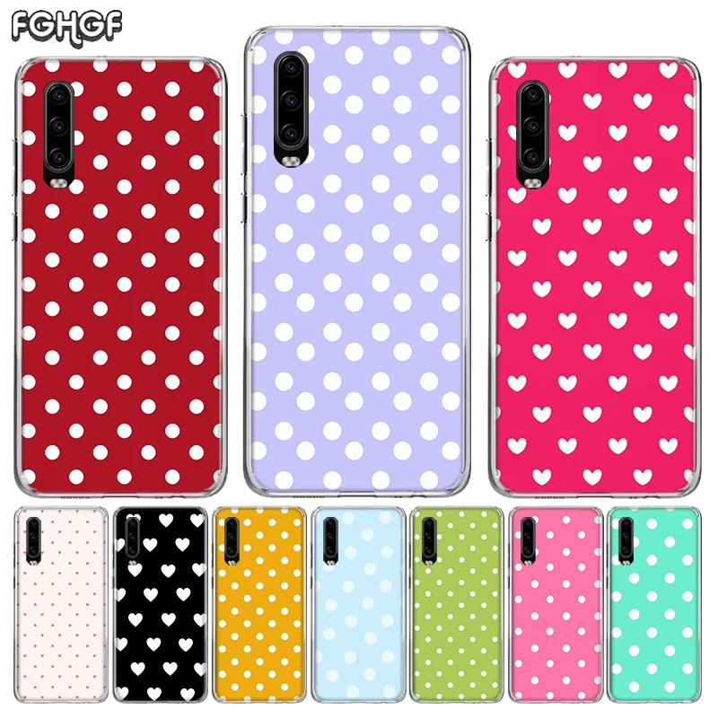 

Lovely Polka Dot Luxury Phone Case For Huawei P30 P20 P10 lite Plus Mate 20X 20 10 Pro P Smart 2019 + 2018 Nova 4 Cover Shell