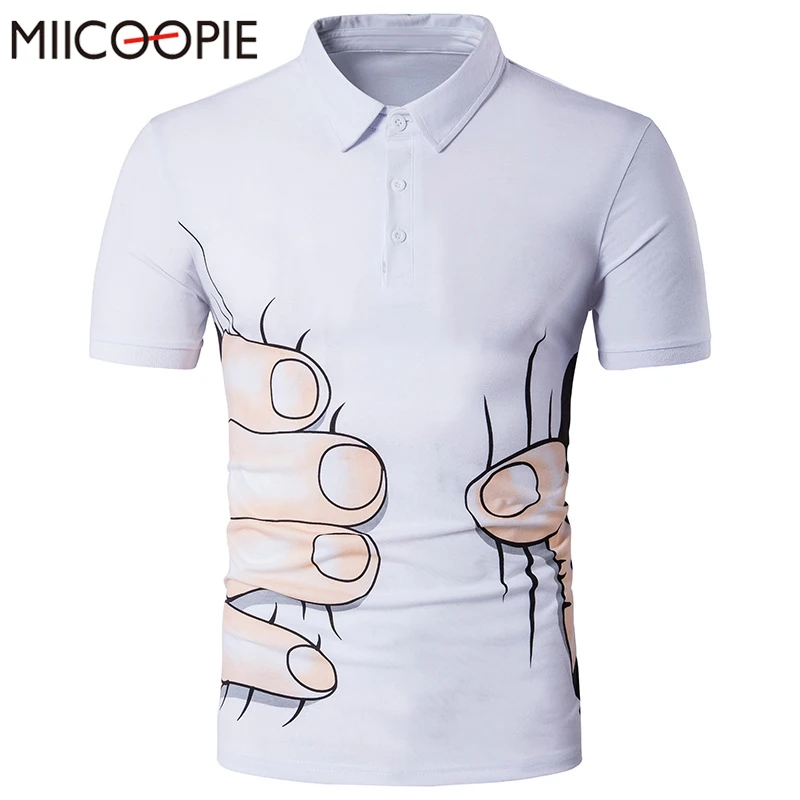 Summer Men Polo Shirt Brands Funny Printed Casual Short Sleeve Men's