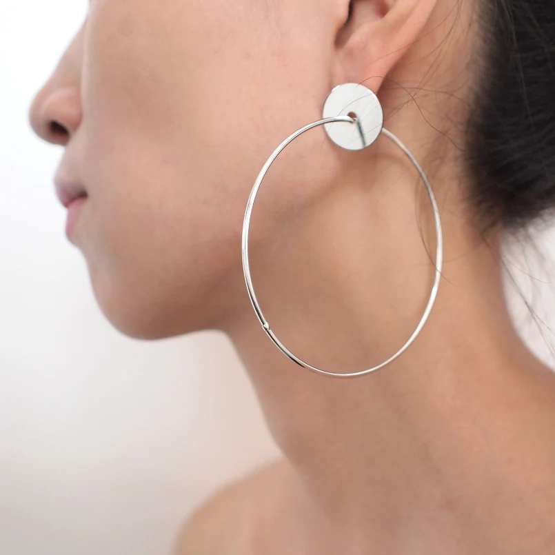 MANILAI 70mm Diameter Alloy Dangle Earrings For Women High Quality Circular Metal Statement Earrings Fashion Wholesale Jewelry