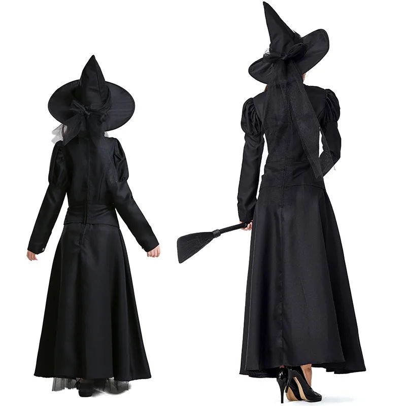 Черный волшебник унции ведьмы мать и ребенок платье костюмы косплей для девочек и женщин Хэллоуин платье костюм