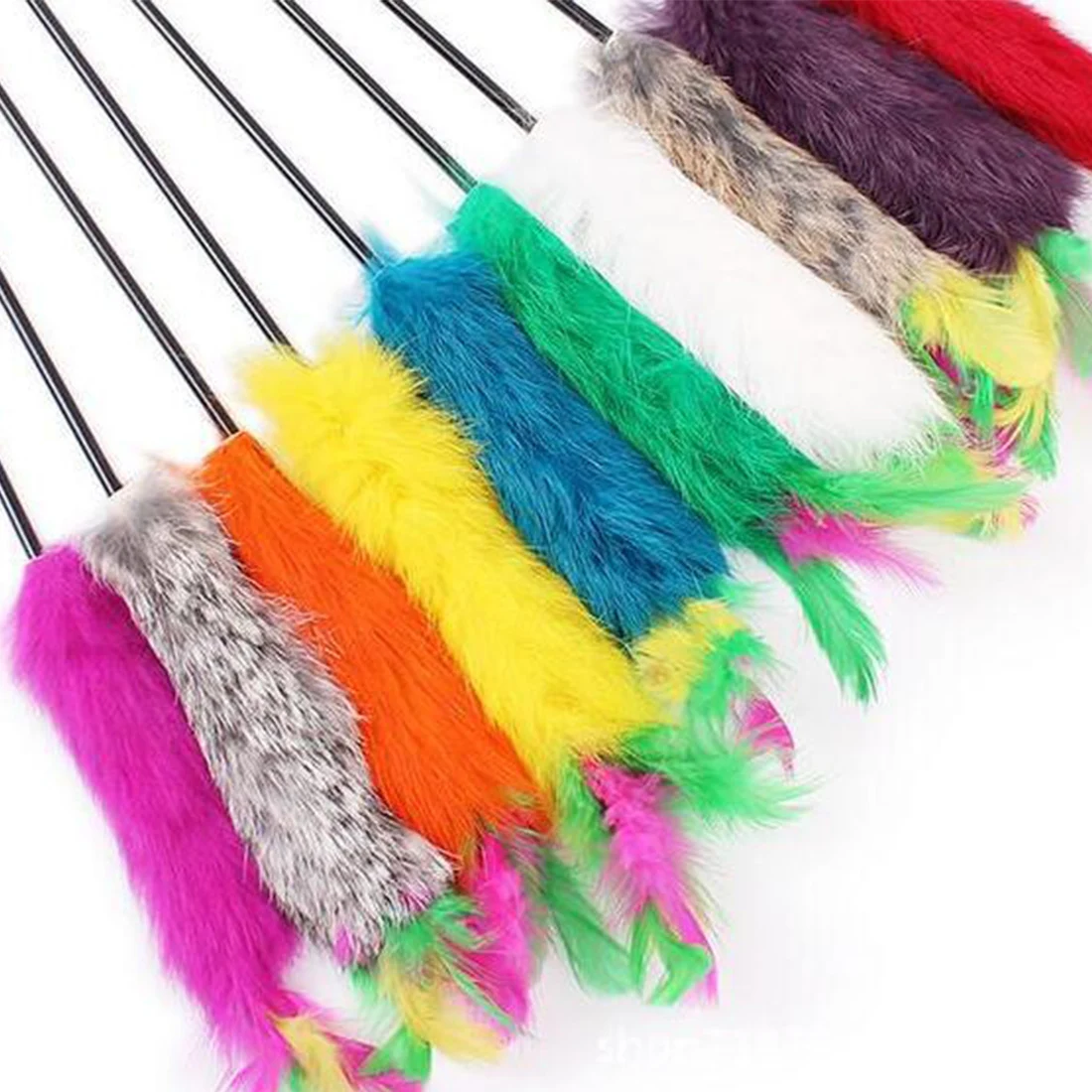 Cat Toys Colorful Pet Cat Teaser Wand Kitten Replacement Head Feather