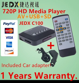 

JEDX C100 Multimedia player Mini HD 720P Car Media Player TV box Support 1280*720p MKV RM AV SD USB SDHC MMC with Car adapter