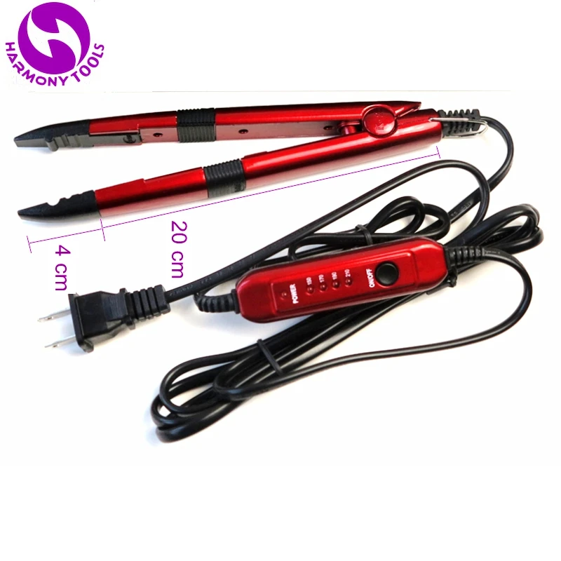 HARMONY 5 Pieces RED Color Heat Keratin Pre-Bonded Fusion Hair Extensions tools MINI Temperature control Hair Connector