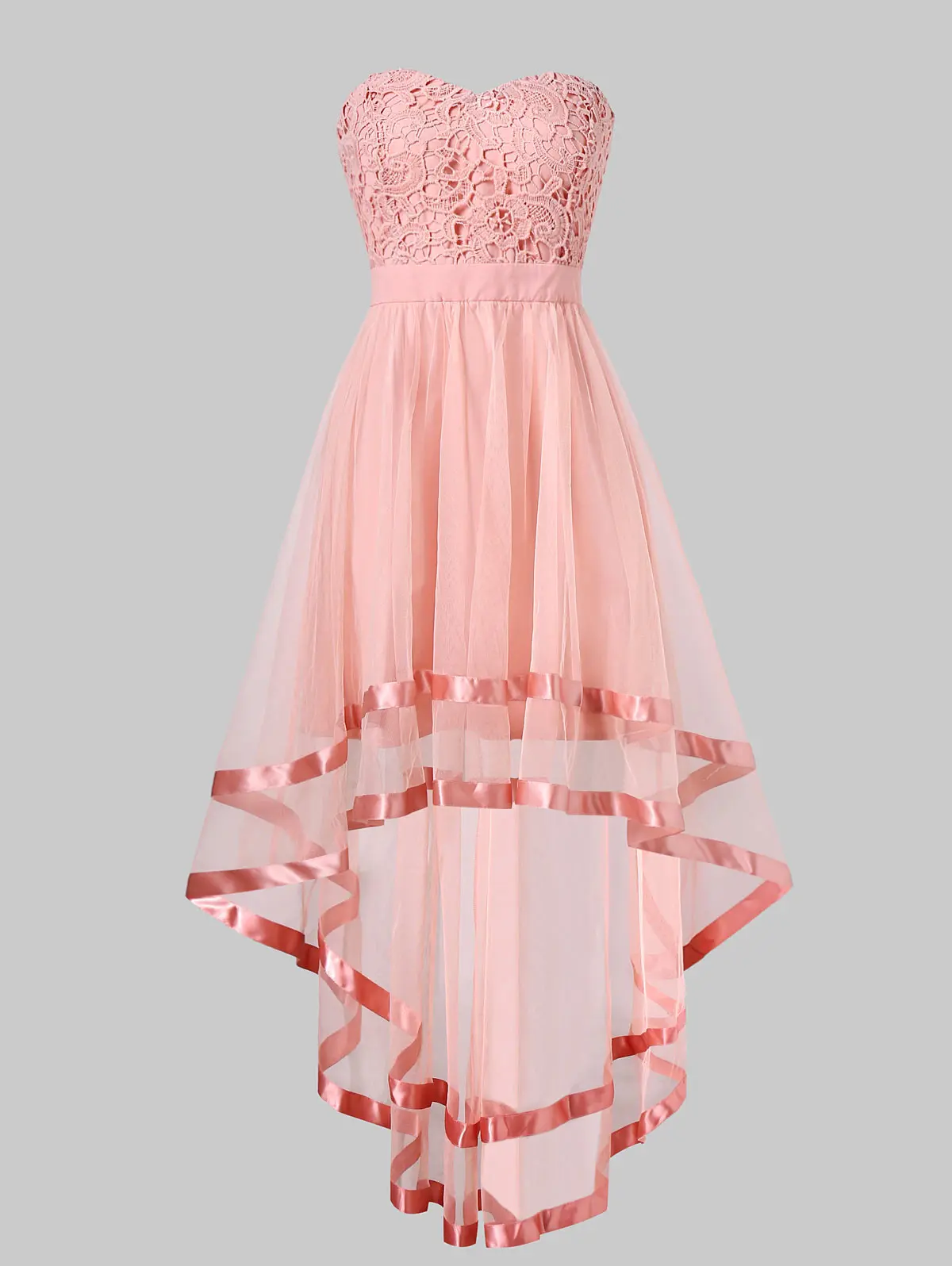 Wipalo Вечернее платье с открытыми плечами без бретелек, шифоновое платье на вечеринку, платье А–силуэта с корсетом, платье с кружевами и шифоновой юбкой - Цвет: Pink