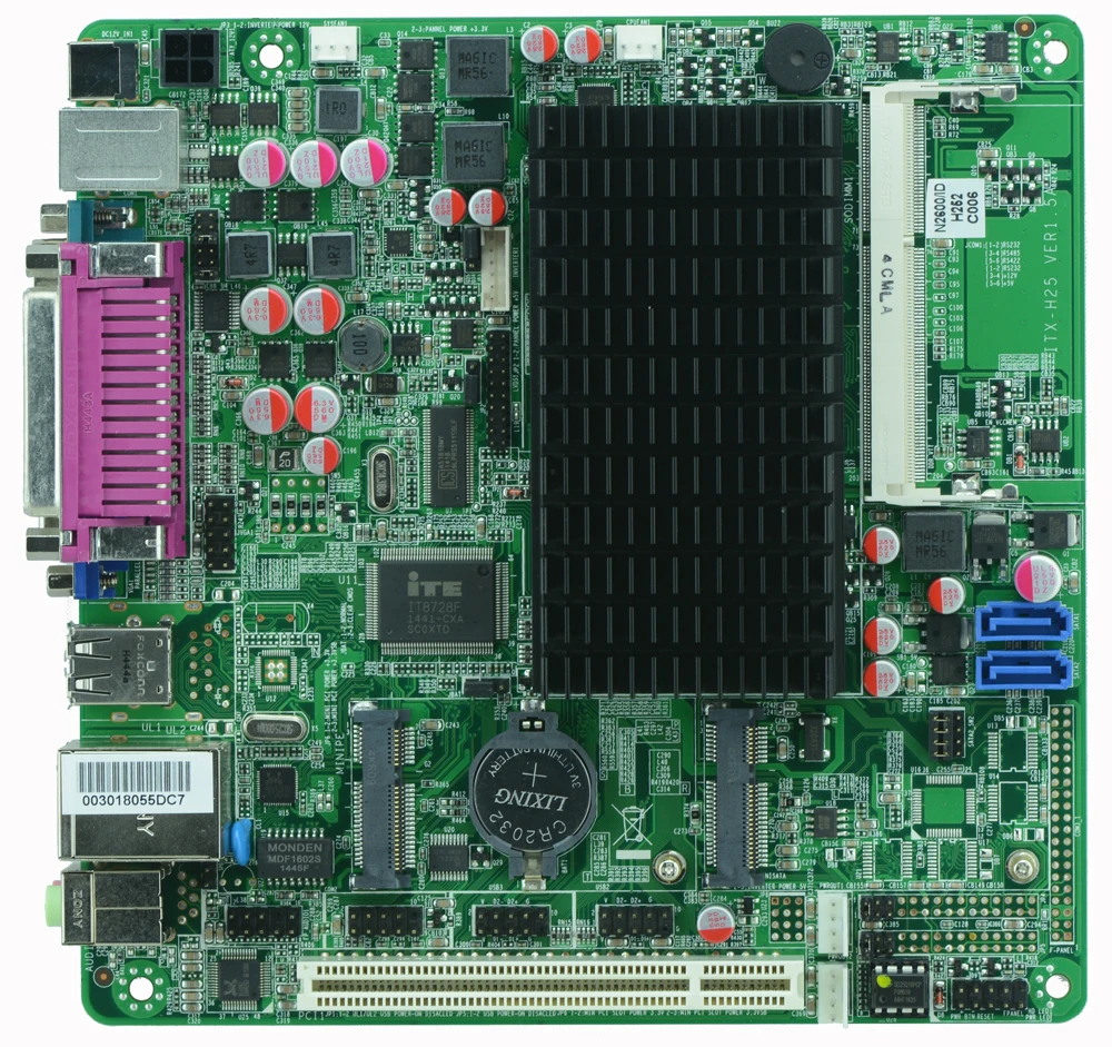 

Mini_itx industrial embedded motherboard ITX_H25_26 support Intel Atom N2600/1.6G dual core CPU with 8*USB/2*COM/1*VGA