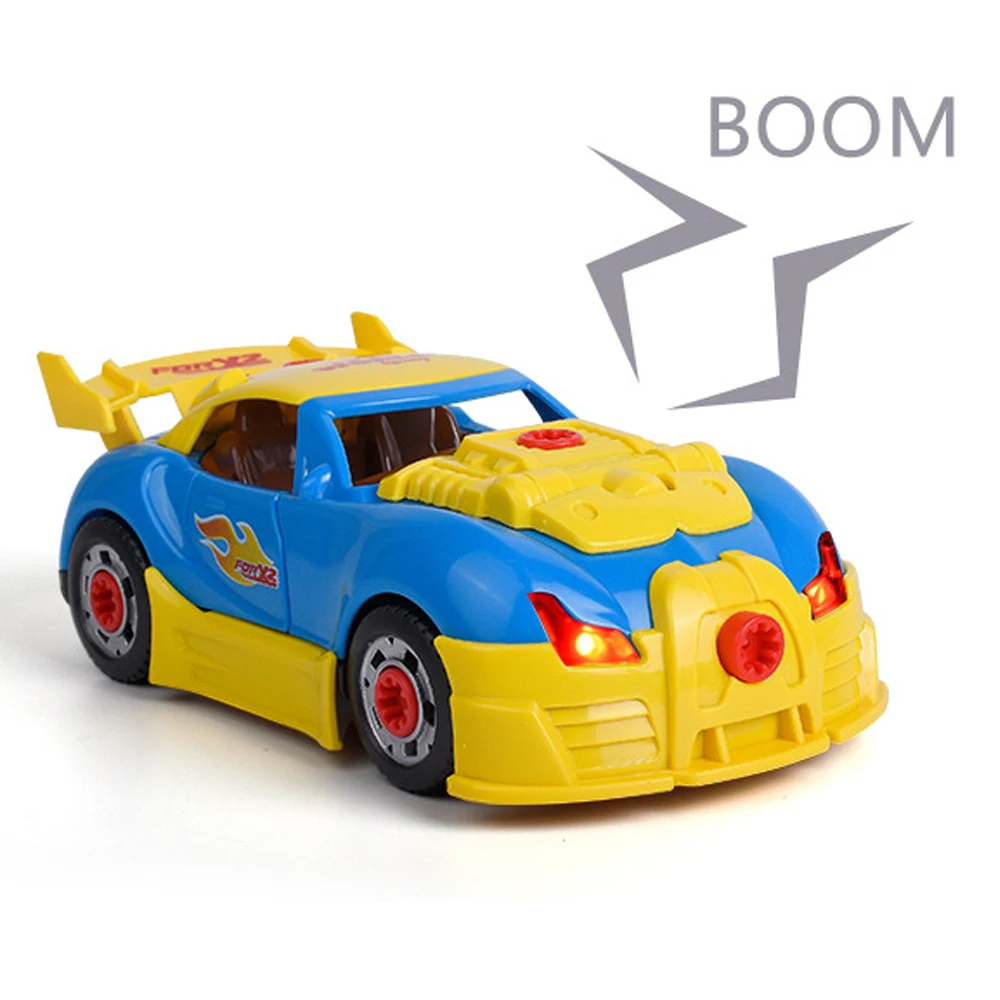 Boys Drill Toys Pretend Play Building Tools For 2 in 1 Modeling Assembly Car Kit With Sound Light Screw Construction Tool Toys