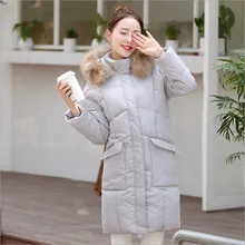 2017 autumn and winter new Korean Nagymaros collar coat Girls long paragraph big yards fashion hooded padded jacket down