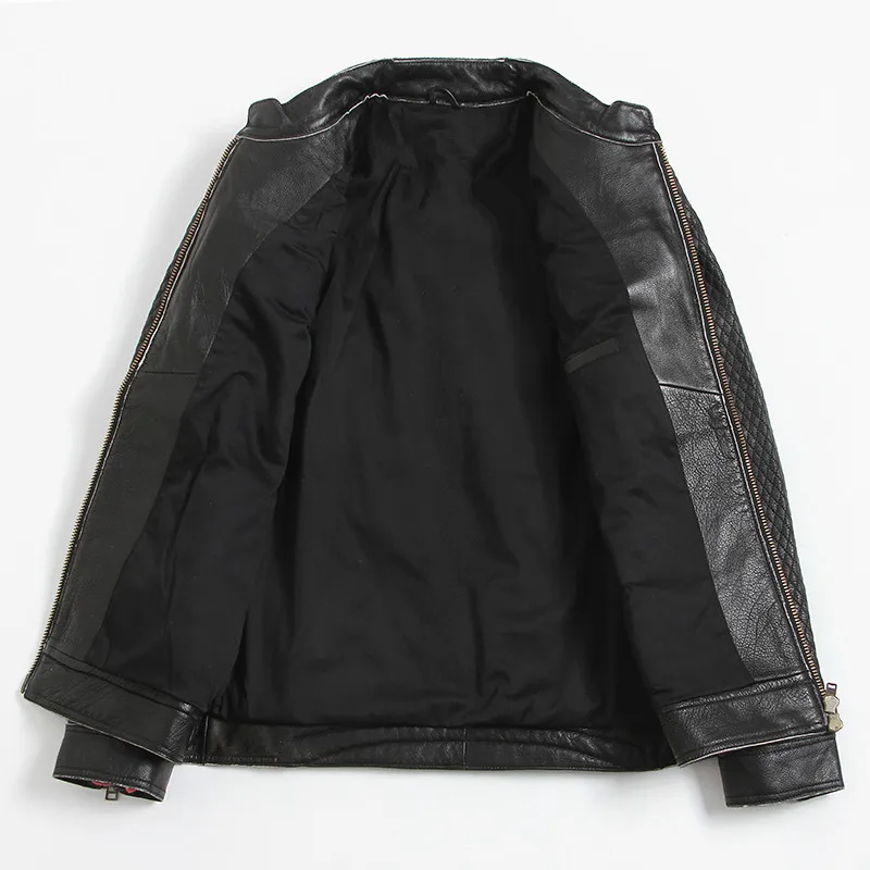Cuir Xxxl Vintage Motif Slim Black En Noir Biker' Hommes La Cuir En Conception kaki bourgogne 2019 Noir Mâle Manteaux