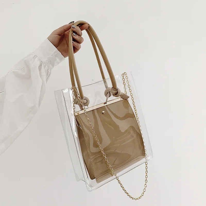 

Transparent bag women 2019 new Korean version of Joker fairy messenger bag chain fashion handbags